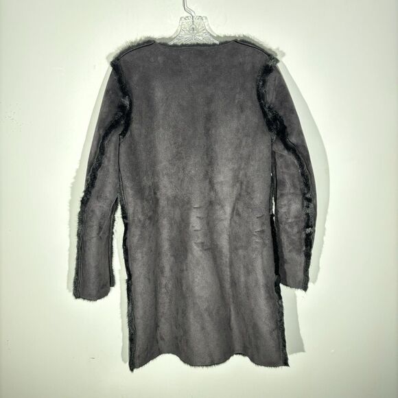 H&M Faux Suede Faux Fur Reversible Long Coat Jacket Size 6 - Picture 5 of 14